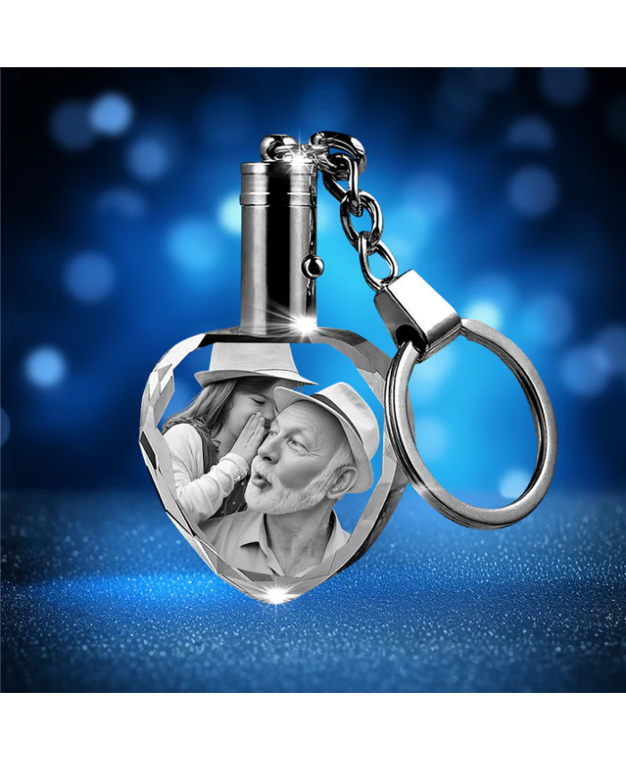 Custom Crystal Photo Keychain With LED Light - Heritage Series
