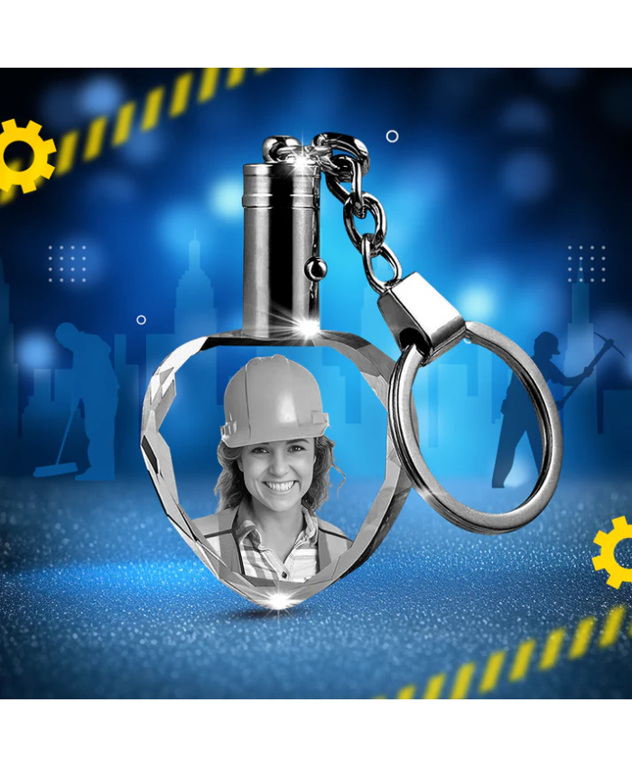 Custom Crystal Photo Keychain With LED Light - Labour Day Gift