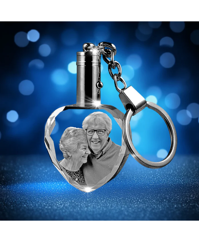 Custom Crystal Photo Keychain With LED Light - Memorial