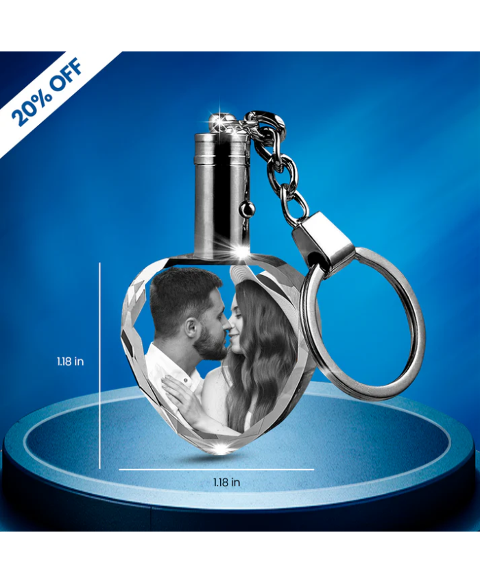 Custom Crystal Photo Keychain With LED Light – Personalized Gift