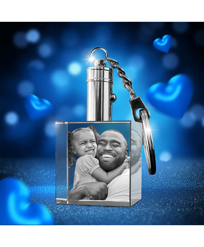 Father's Day Gift Custom 3D Crystal Photo Keychain