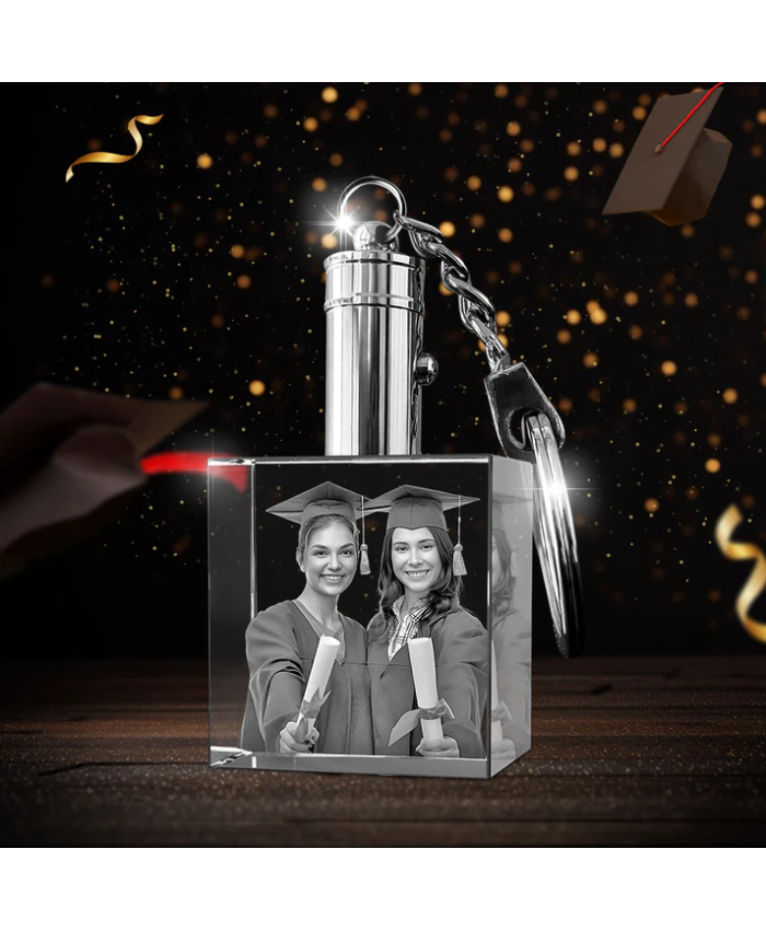 Graduation Custom 3D Crystal Photo Keychain
