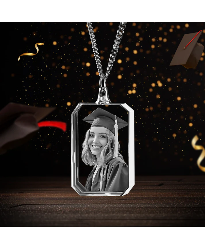 Graduation Square-Shaped 3D Crystal Necklace