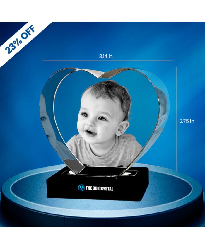 Heart-Shaped Crystal Custom 3D Crystal Photo – Romantic Personalized Gift
