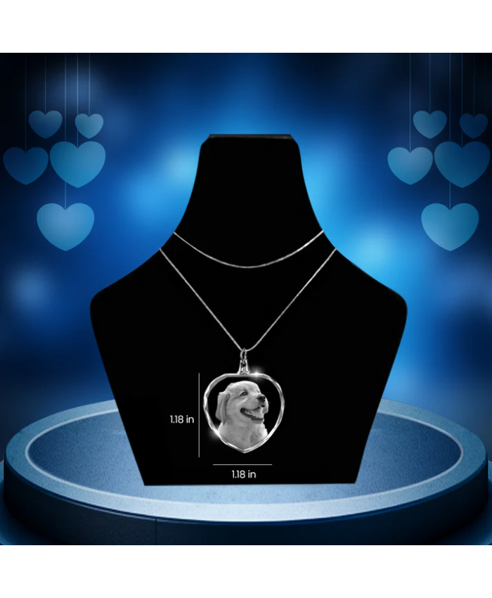 Heart-Shaped Crystal Photo Necklace – Birthday Gift For Her