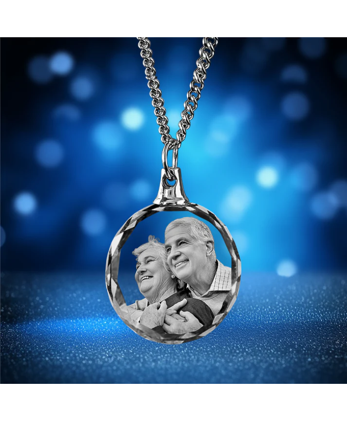 Heritage Series 3D Crystal Round Necklace – Custom Gift For Women, Men