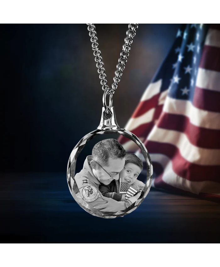 Independence Day 3D Crystal Round Necklace – Custom Gift For Women, Men