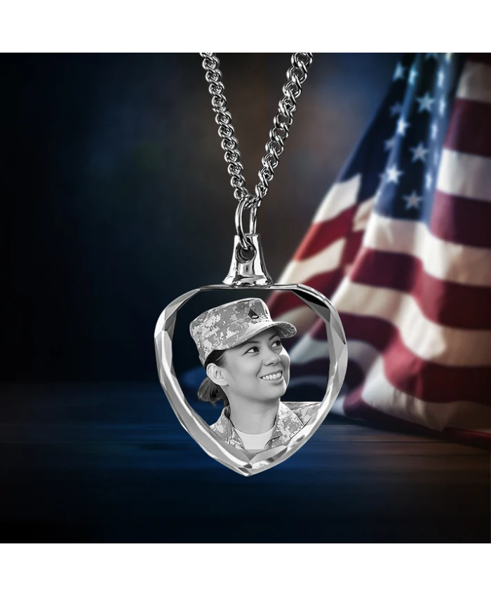 Independence Day Heart-Shaped 3D Crystal Necklace