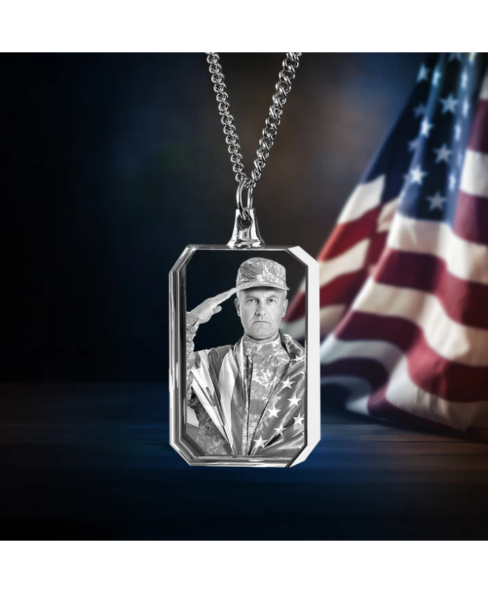 Independence Day Square-Shaped 3D Crystal Necklace