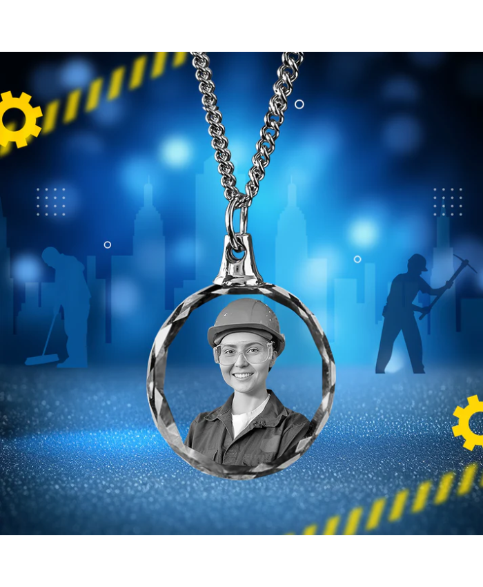 Labour Day 3D Crystal Round Necklace – Custom Gift For Women, Men