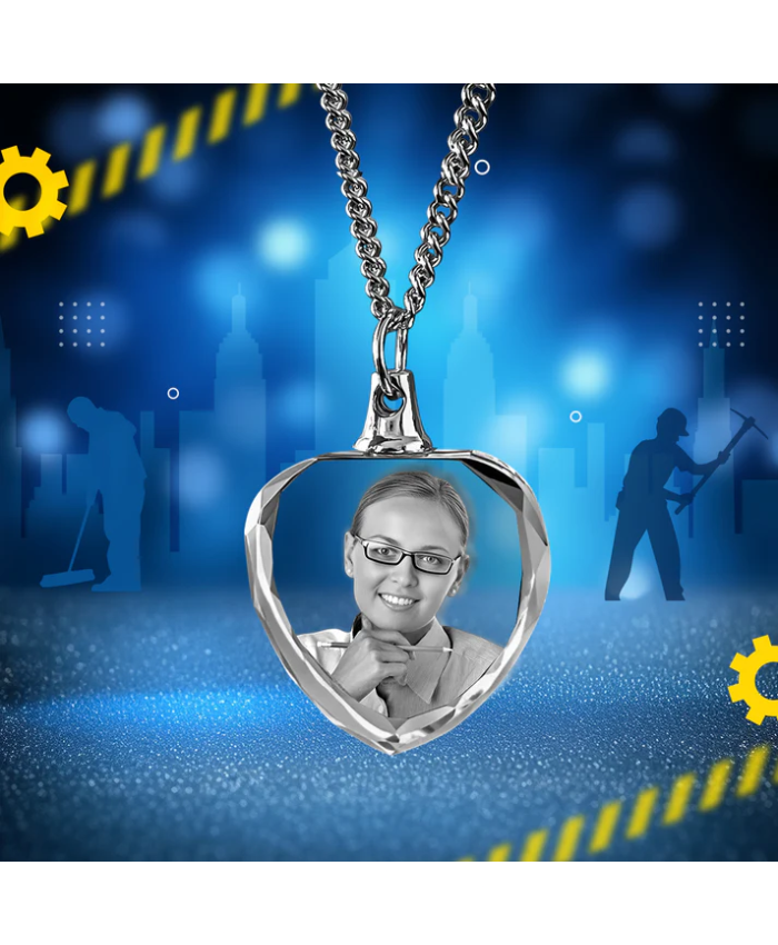 Labour Day Heart-Shaped 3D Crystal Necklace