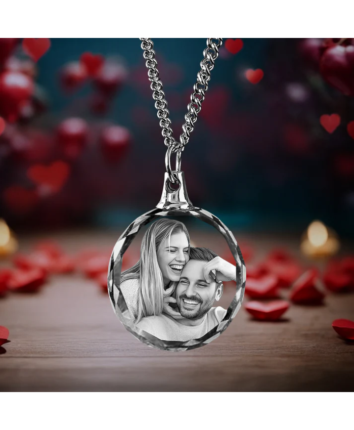 Love Series 3D Crystal Round Necklace – Custom Gift For Women, Men