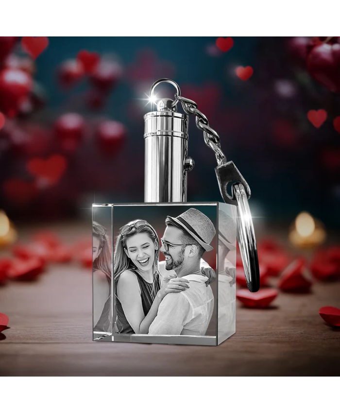 Love Series Custom 3D Crystal Photo Keychain