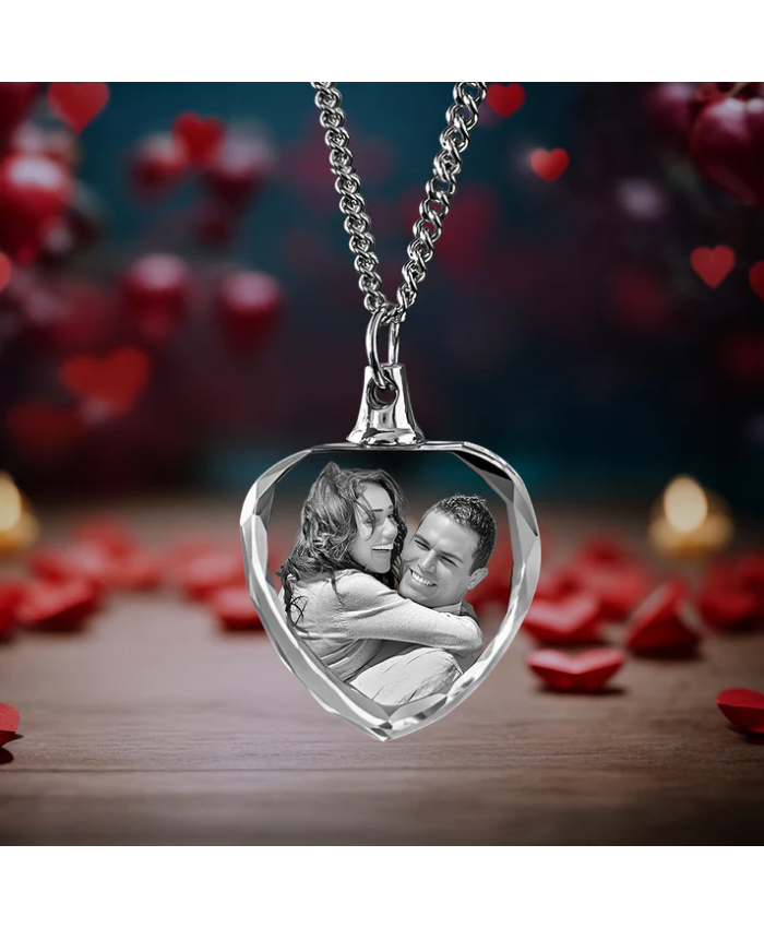 Love Series Heart-Shaped 3D Crystal Necklace