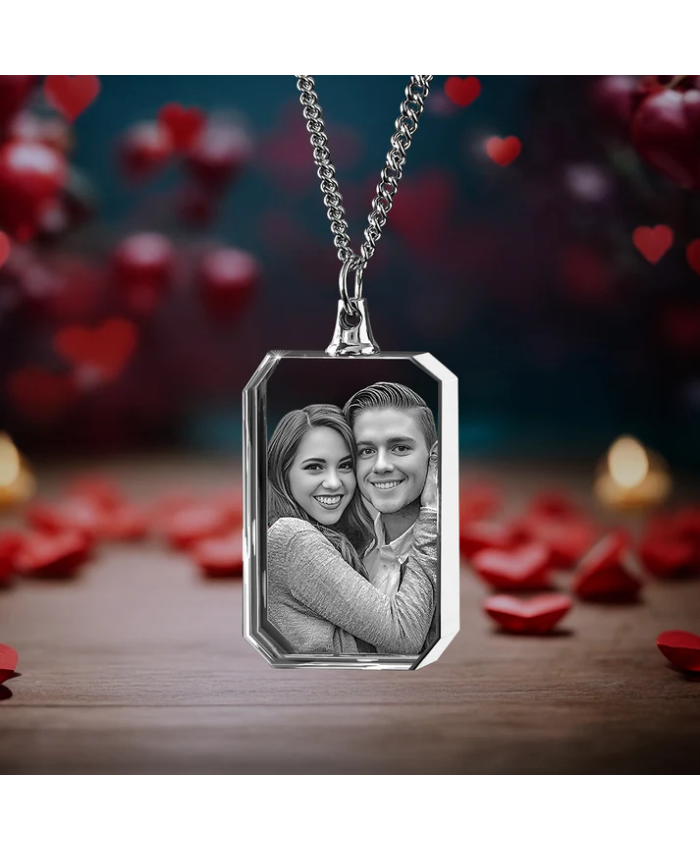 Love Series Square-Shaped 3D Crystal Necklace