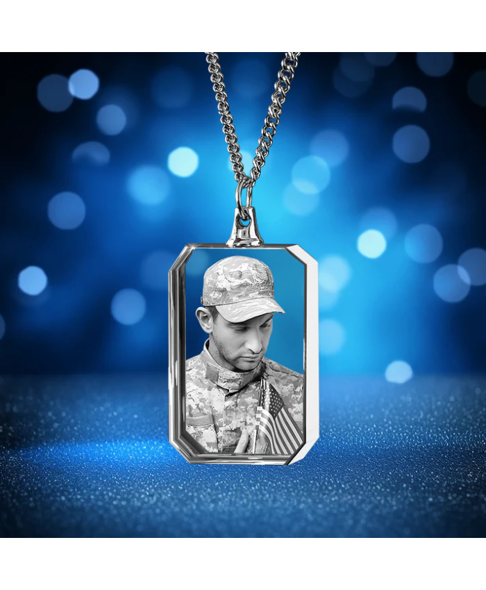 Memorial Day Square-Shaped 3D Crystal Necklace