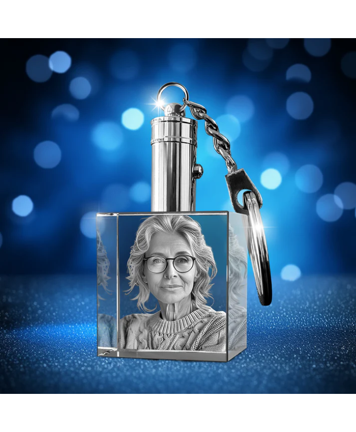 Memorial Custom 3D Crystal Photo Keychain