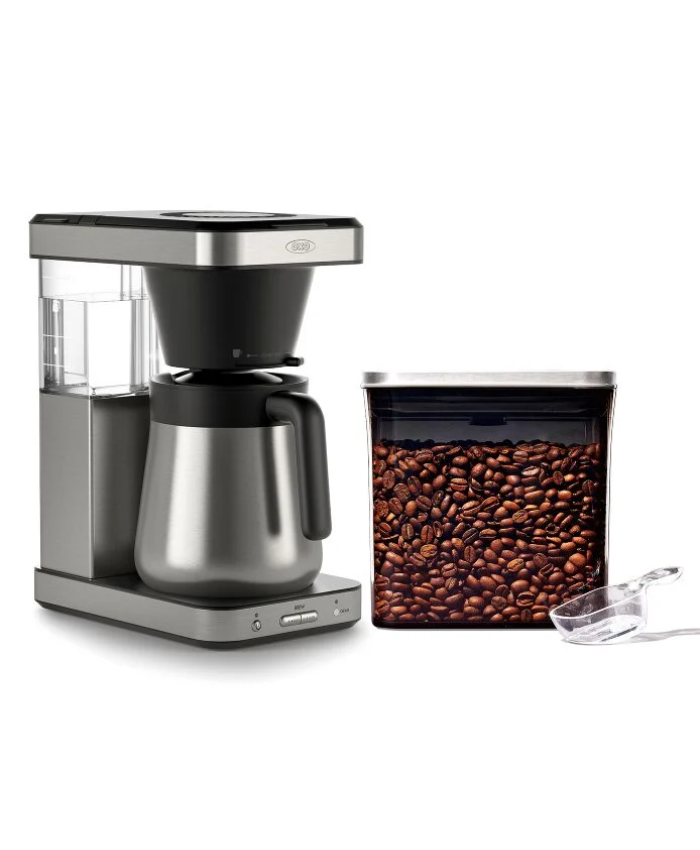 8-Cup Coffee Maker & Steel Coffee POP Container (1.7 Qt) With Scoop Bundle