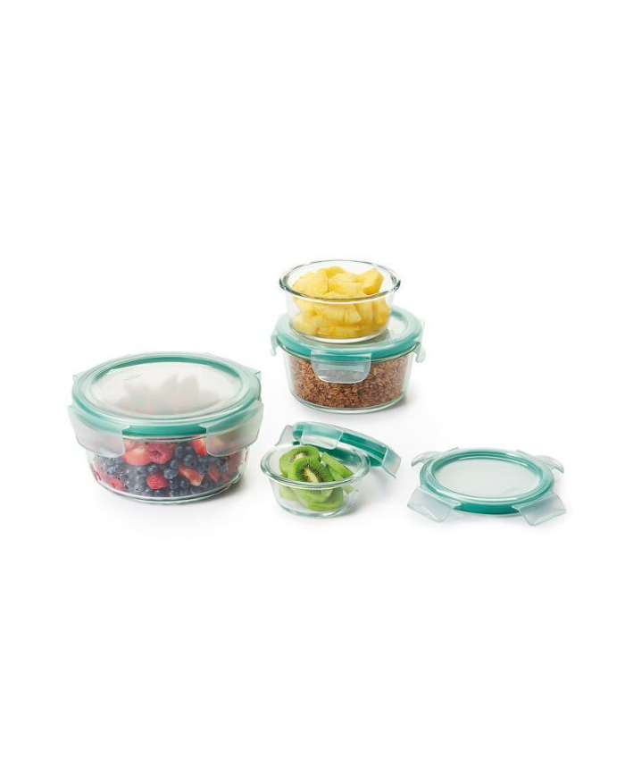 8 Piece Smart Seal Glass Round Container Set