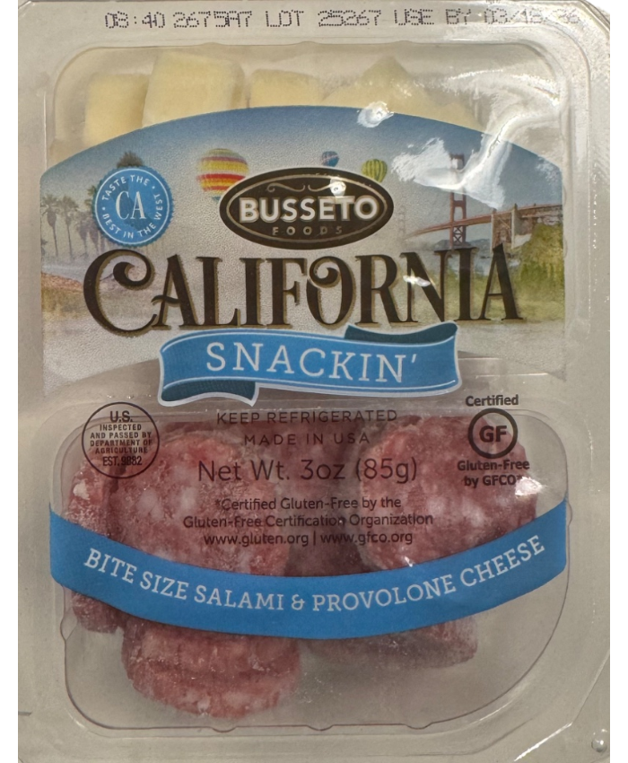 Busseto Foods California Snackin’ Bite Size Salami & Provolone Cheese