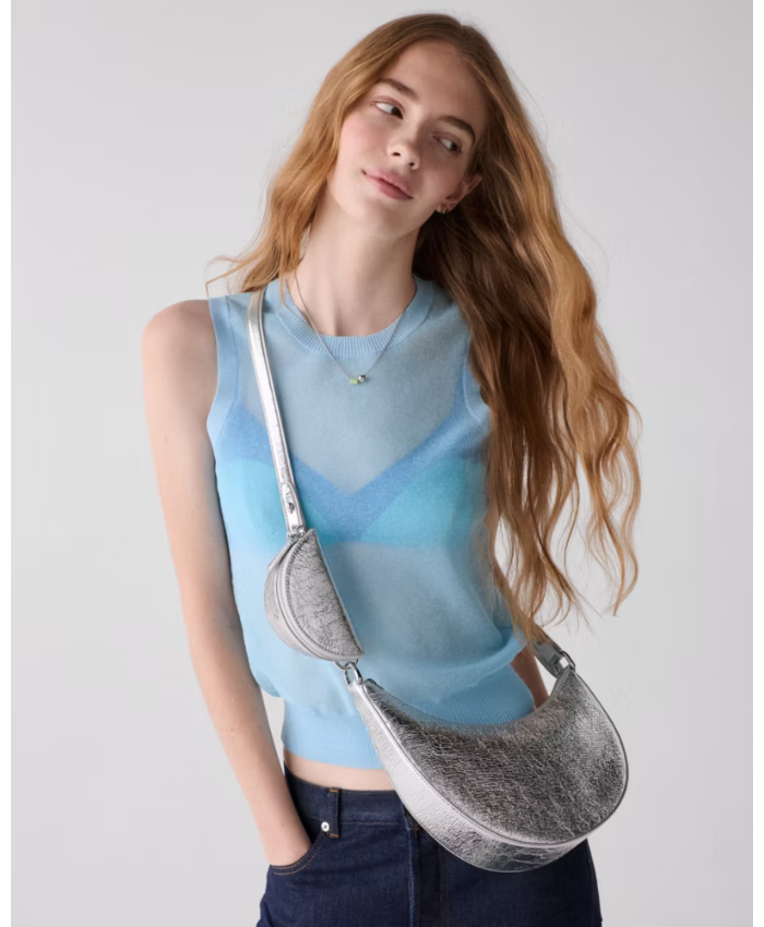 Duo Crinkle Metallic Leather Crossbody Bag
