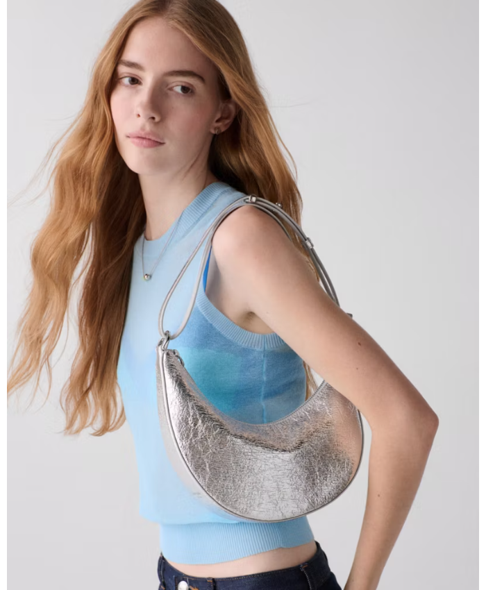 Duo Crinkle Metallic Leather Crossbody Bag