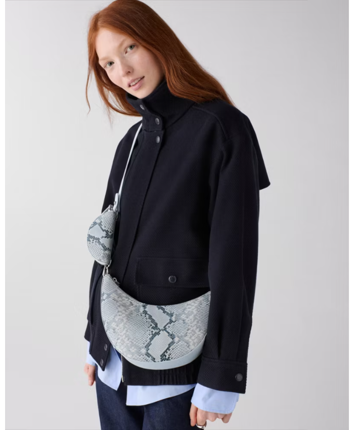 Duo Snake Embossed Crossbody Bag