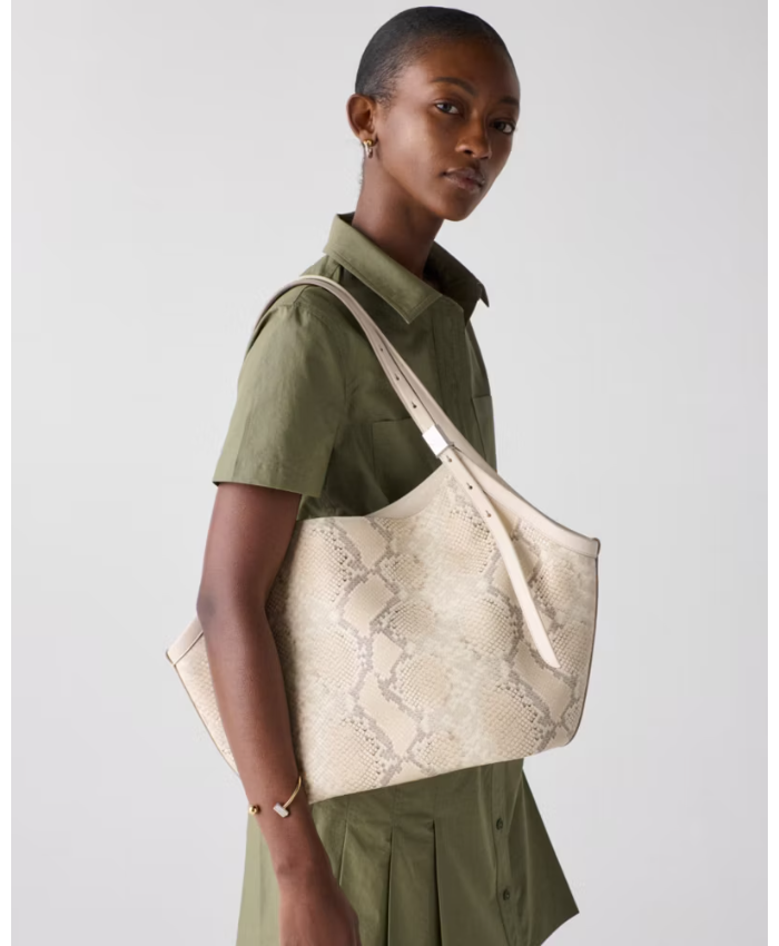Deco Snake Embossed Tulip Tote Bag