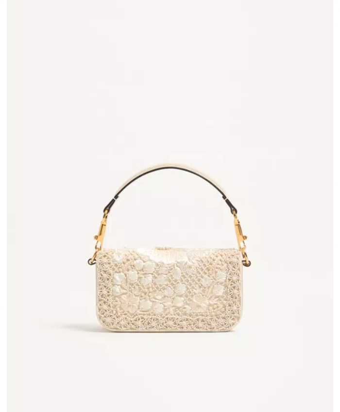Valentino Garavani Locò Small Embroidered Shoulder Bag With Jewel Logo