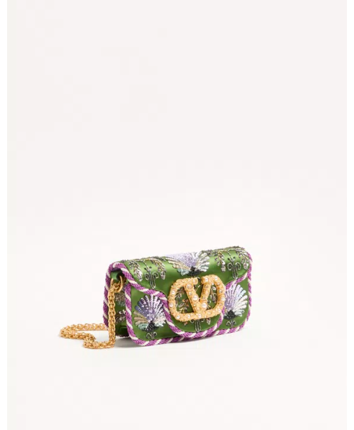 Valentino Garavani Locò Small Embroidered Shoulder Bag With Jewel Logo