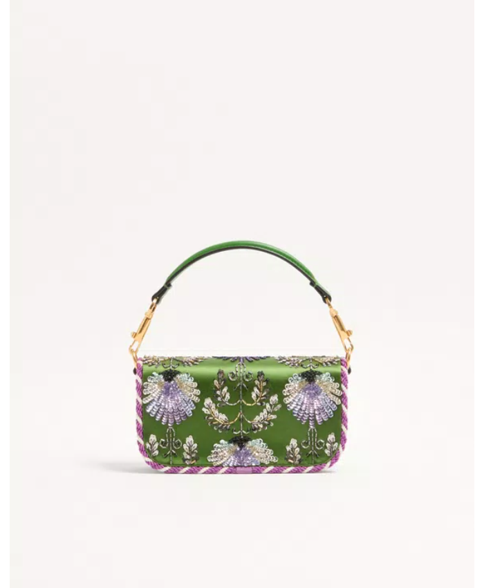 Valentino Garavani Locò Small Embroidered Shoulder Bag With Jewel Logo