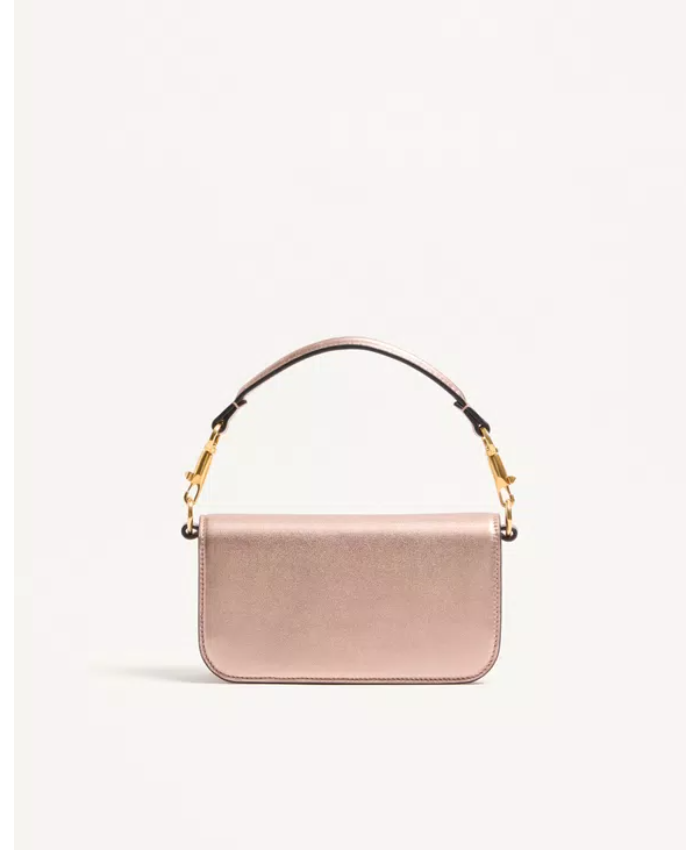Valentino Garavani Locò Small Shoulder Bag In Laminated Calfskin With Jewel Logo
