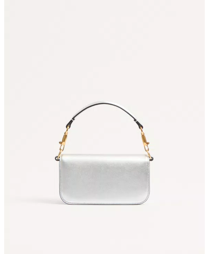 Valentino Garavani Locò Small Shoulder Bag In Laminated Calfskin With Jewel Logo