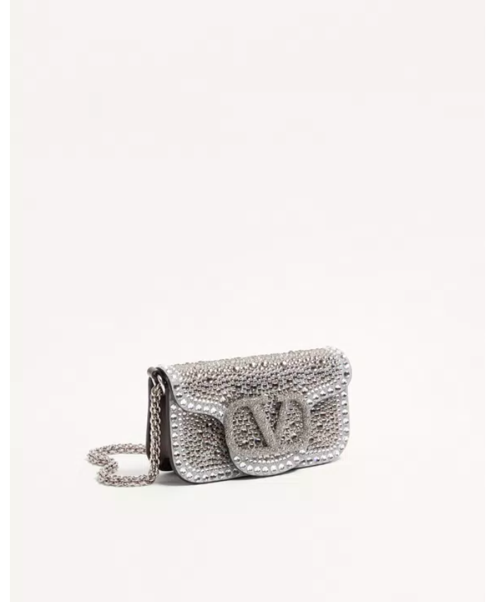 Small Valentino Garavani Locò Shoulder Bag With Rhinestones