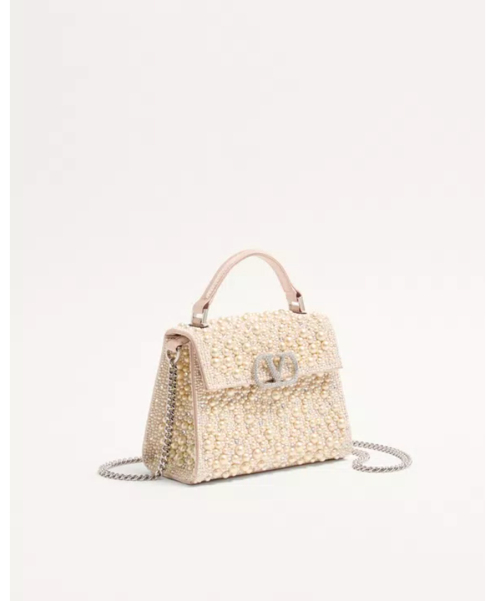 Valentino Garavani Vsling mini handbag with pearls, rhinestones and jewel logo