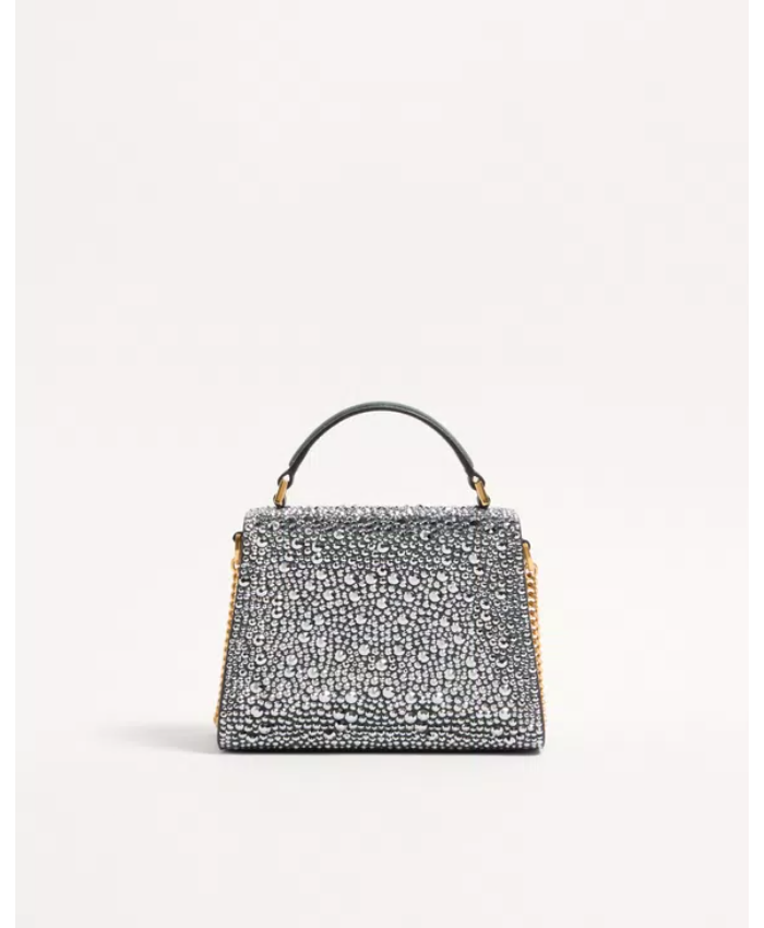 Valentino Garavani Mini Vsling Handbag With Rhinestones And Jewel Logo