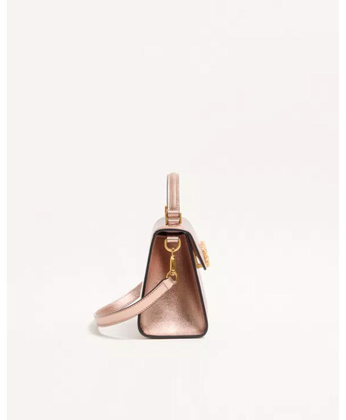 Valentino Garavani Vsling Mini Handbag In Laminated Grainy Calfskin With Jewel Logo