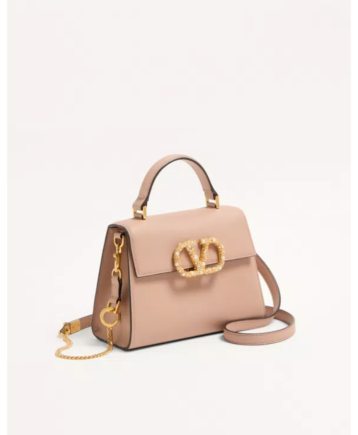 Valentino Garavani Vsling Small Handbag In Grainy Calfskin With Jewel Logo