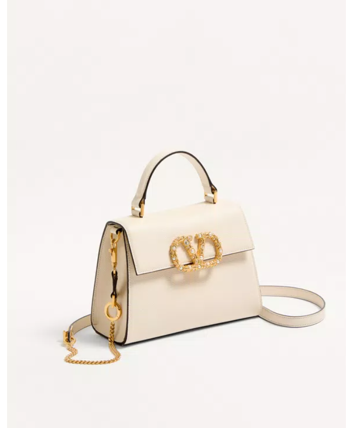 Valentino Garavani Vsling Small Handbag In Grainy Calfskin With Jewel Logo