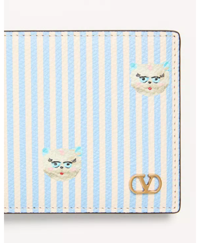 Valentino Garavani Vlogo Signature Wallet in grainy calfskin with Le Chat De La Maison print