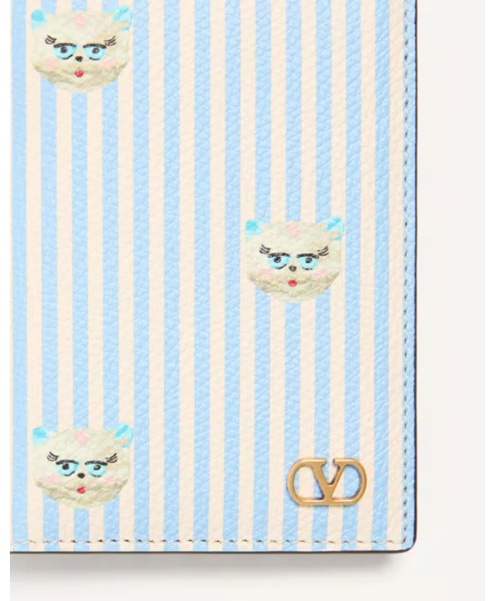 Valentino Garavani Vlogo Signature Wallet in Grainy Calfskin with Le Chat de la Maison print