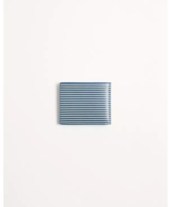 Valentino Garavani Vlogo Signature Calfskin Wallet With Striped Print