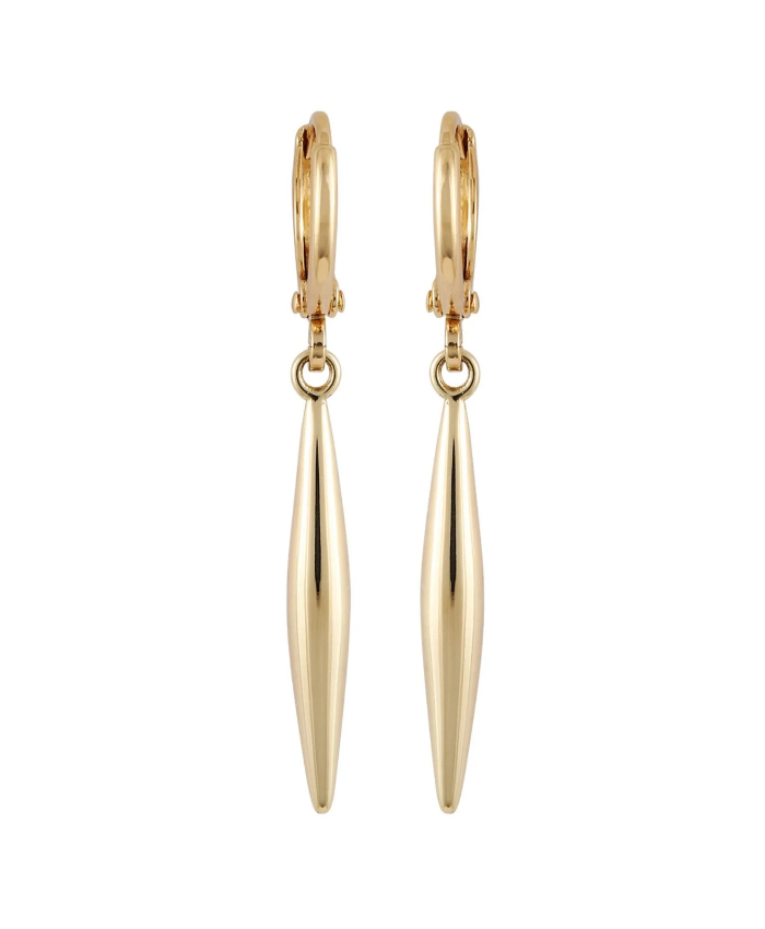 Goldtone Spear Dangle Huggie Hoop Dangle Drop Earrings