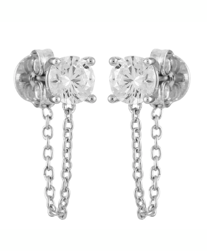 Crystal Stud Chain Dangle Drop Earrings