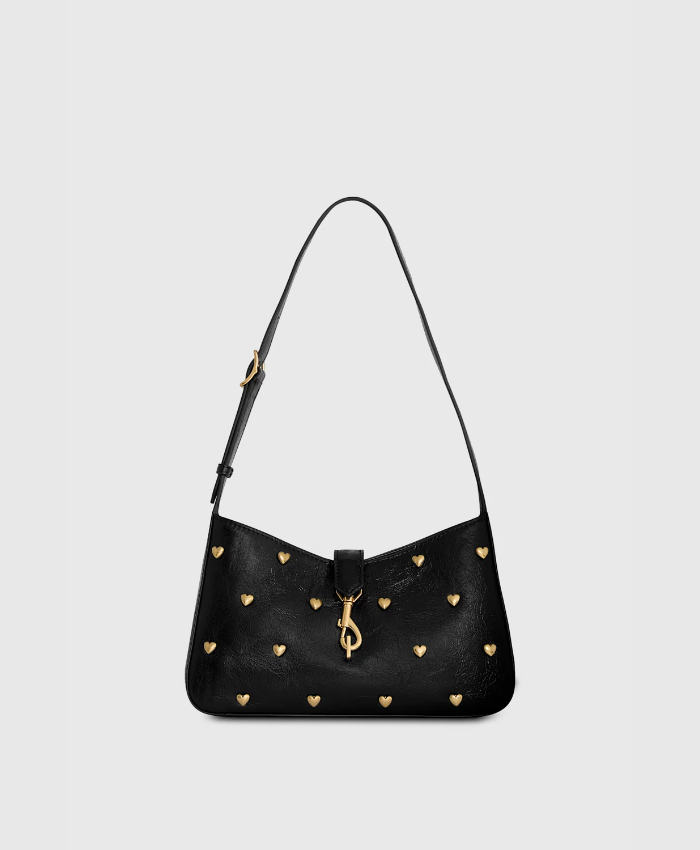 Megan Small Shoulder Bag With Heart Studs