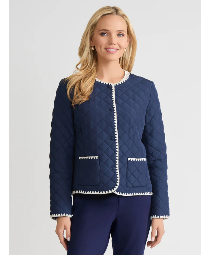 Contrast Trim Quilted Jacket