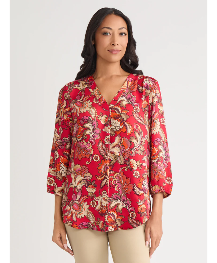 V-Neck Pleated Kelly Blouse