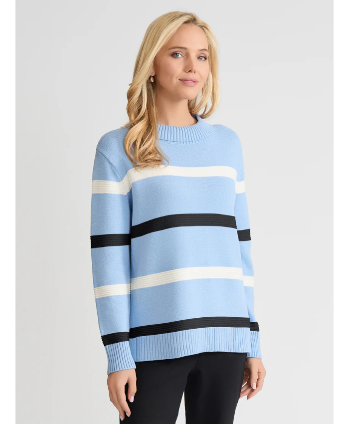 Stripe Folded Mockneck Sweater