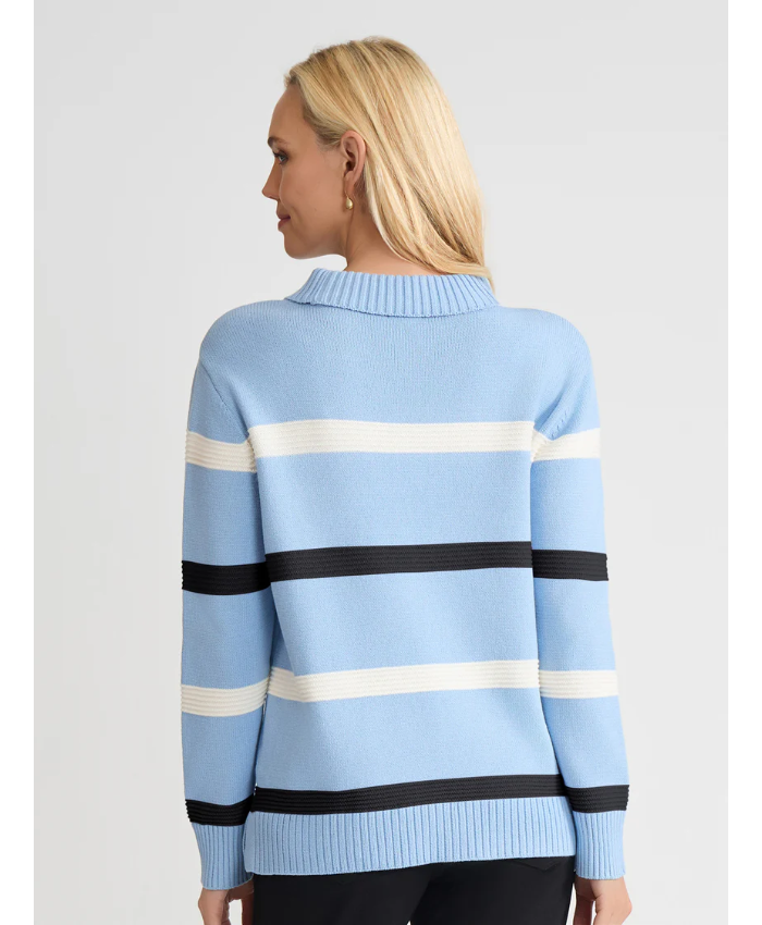 Stripe Folded Mockneck Sweater