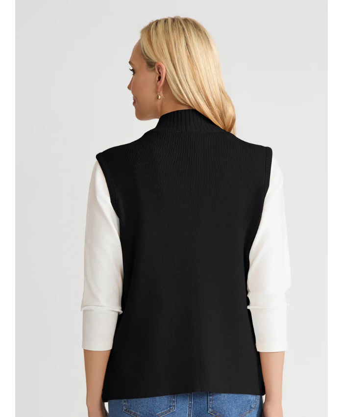 Zip-Front Cable Knit Puffer Vest